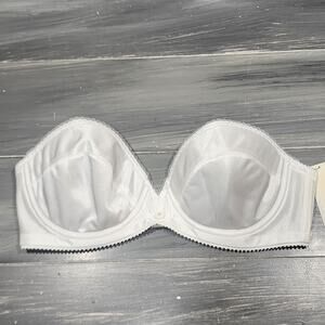 Dominique Margeau Bra 38B Low Plunge Strapless Underwire White Style‎ 8103
